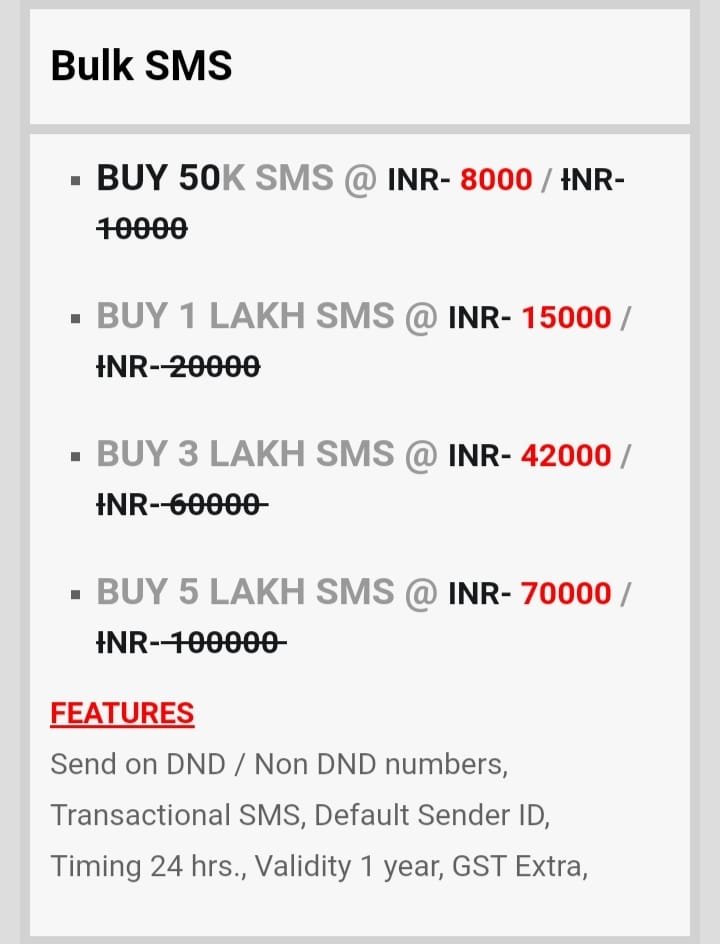 Bulk SMS plan